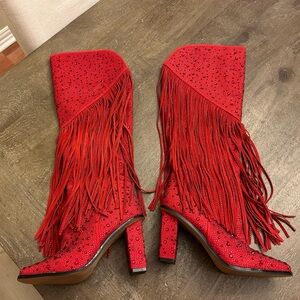 Red fringe boots - Jessica Simpson